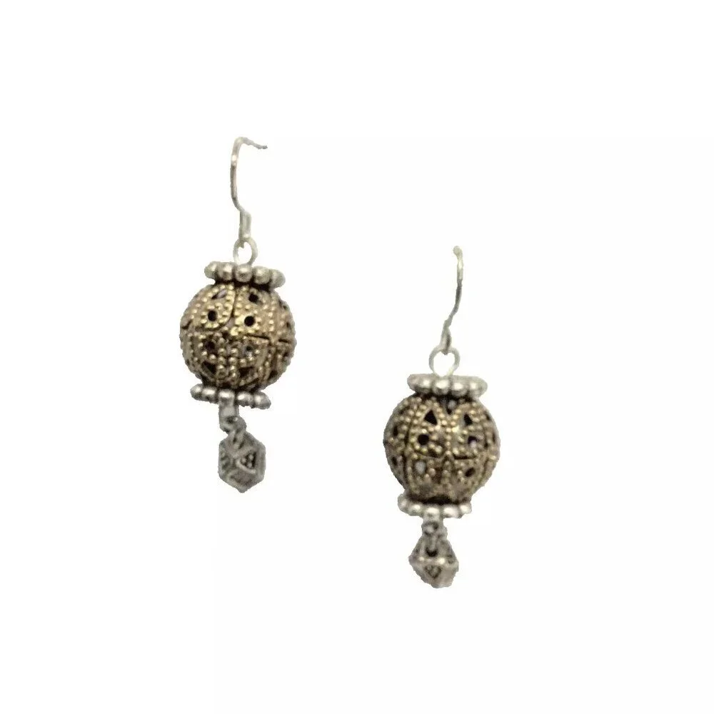 Gold & Silvertone Bali Bead Pierced Earrings